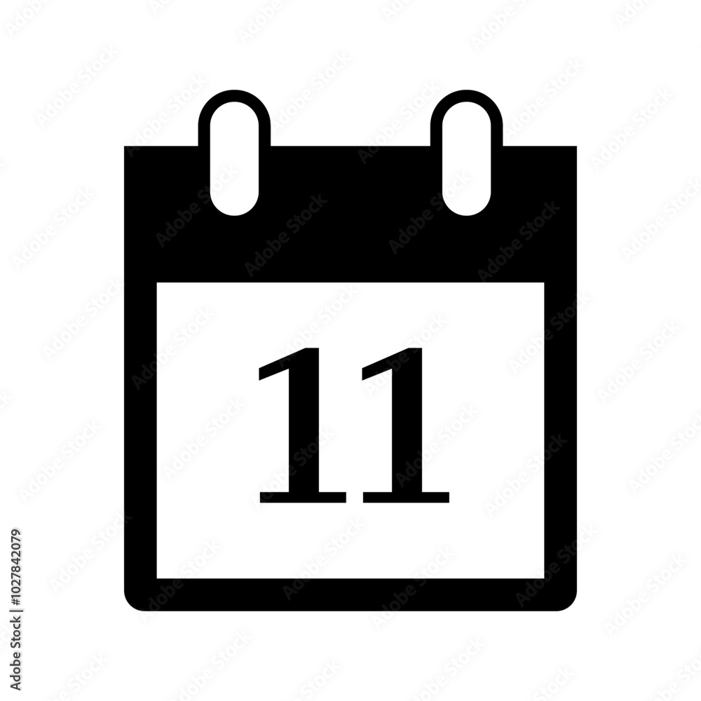 Poster simple vector illustration of a calendar page with the number eleven