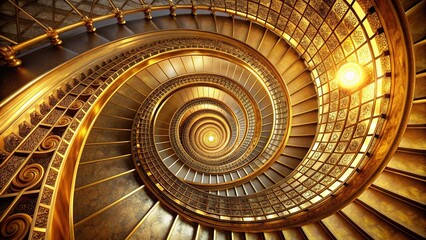 wide-angle, design, An abstract stock photo showcasing a mesmerizing illustration of the golden spiral a sacred geometric pattern captured at a wide angle perspective