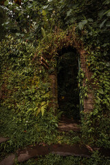 Experience the serene beauty of Ubud, Bali, where lush jungles meet ancient temples, blending nature with spirituality in a stunning tropical setting. Indonesian resort door pathway