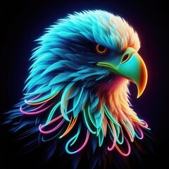A vibrant, neon-colored depiction of an eagle, symbolizing strength and freedom, perfect for creative projects, branding, or wildlife-related themes.