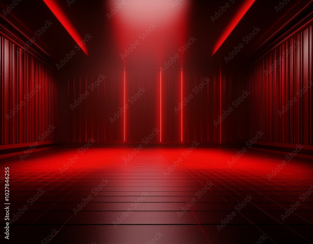 Poster dark room with red light mysterious light in the dark 3d rendering