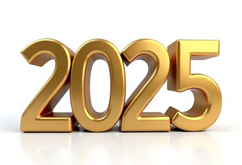 A golden number 2025 for new year greeting card decoration, New Year concept