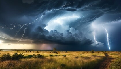 dramatic lightning storm clouds