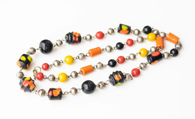 Colorful necklace with lampwork glass bead