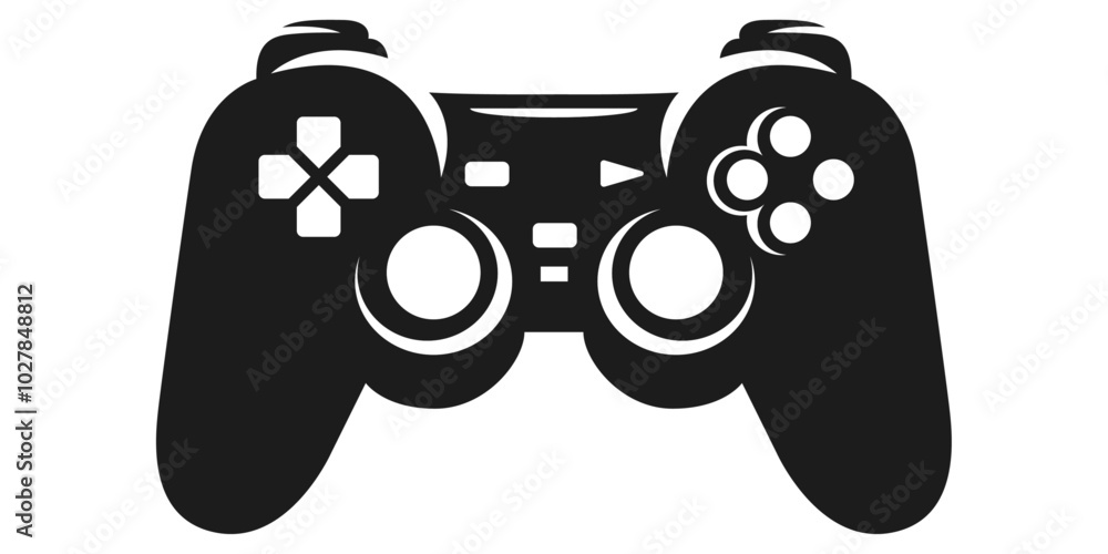 Poster vector video gaming controller. isolated black gamepad. stylish black vector gamepad.
