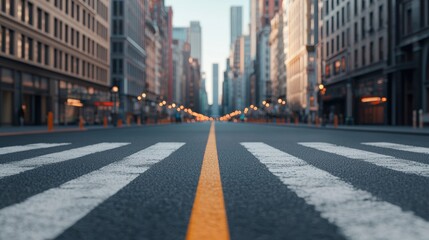 Obraz premium Urban street view with crosswalk and buildings