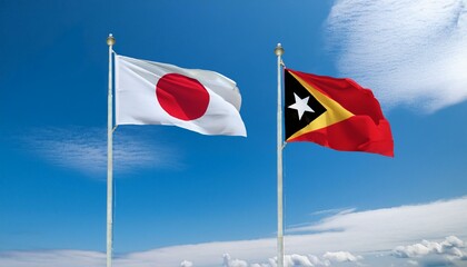 Naklejka premium 日本の国旗と東ティモールの国旗(Japan flag & Timor-Leste flag.) 