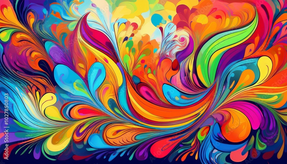 Poster generative ai illustration of abstract colorful background with various shapes and splashes of paint