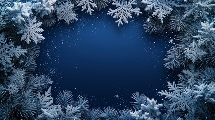 Creative winter card, winter concept, navy solid background