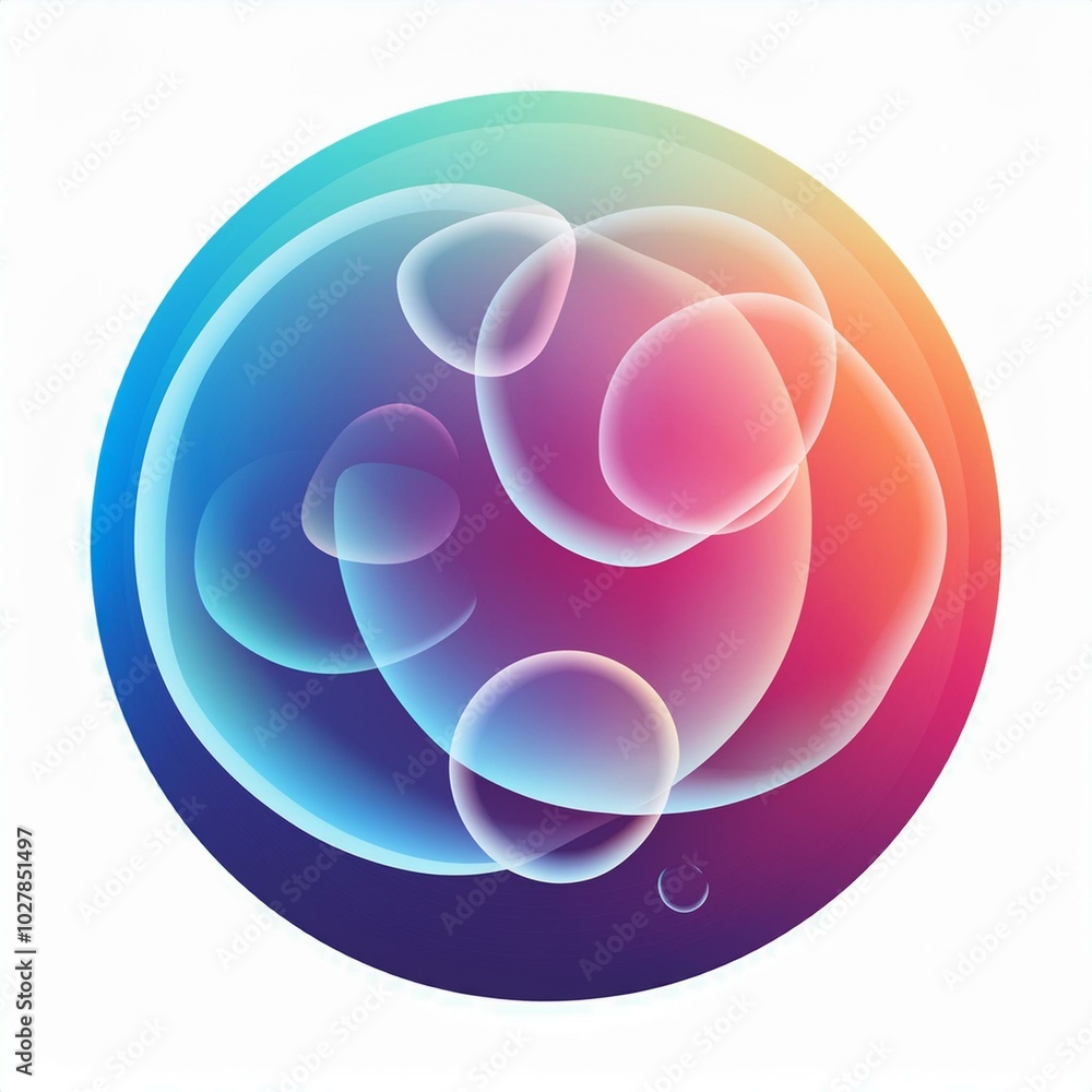 Poster gradient bubble geometric shape cut out element set