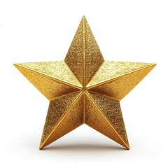 Golden star icon, white background, high-resolution, professional photograph, highly detailed and realistic, no shadow effects