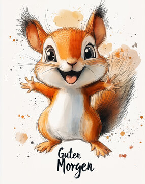 eichh&ouml;rnchen, animatiom cartoon, comic, eichkatze, guten, morgen, guten morgen, motivation wwitzig, lustig, s&uuml;&szlig;, katze, tier, cartoons, vektor, abbildung, k&auml;tzchen, haustier, liebe, kunst, haustier, s