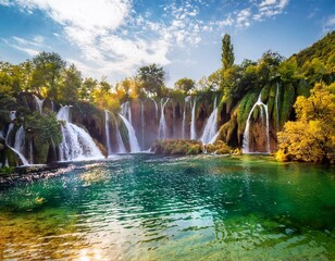 Obraz premium kravice waterfalls in the national park of bosnia and herzegovina