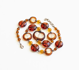 Orange glass beaded necklace