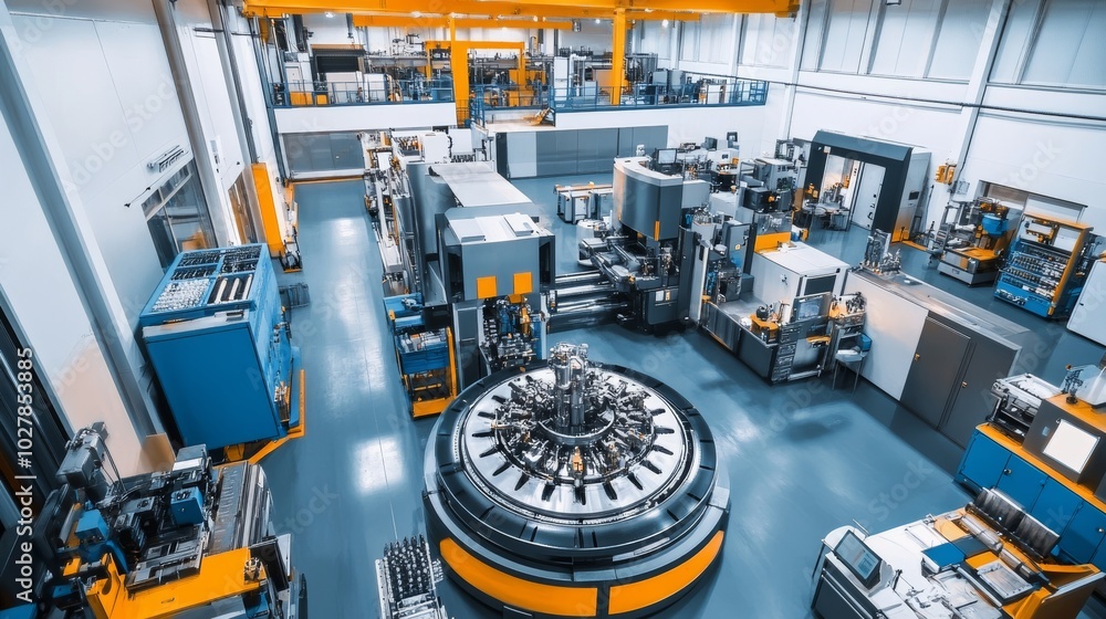 Poster automated production line in modern factory.