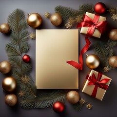 merry christmas and happy new year greeting card with copy space