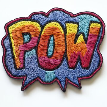 POW embroidered patch badge on isolated white background, vector badge and patch collection for print or embroidery