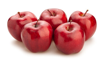 red delicious apples path isolated on white