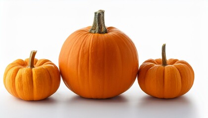 organic sugar pie pumpkin an ideal pumpkin for holiday baking and cooking and two mini pumpkins isolated on white background