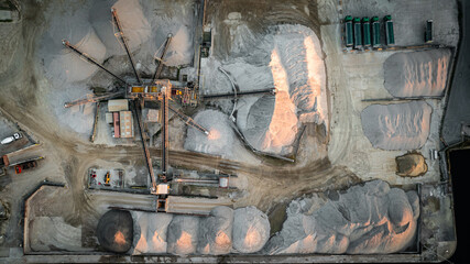 Aerial view of sand and gravel transferring depo in Brighton and Hove port, East Sussex, UK