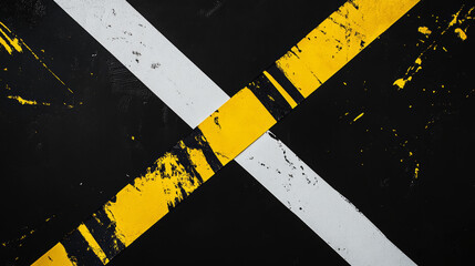 A black background with a white, yellow, and black design for a Black Friday sale. It features a banner, poster, and logo with yellow caution tape crossing over each other.