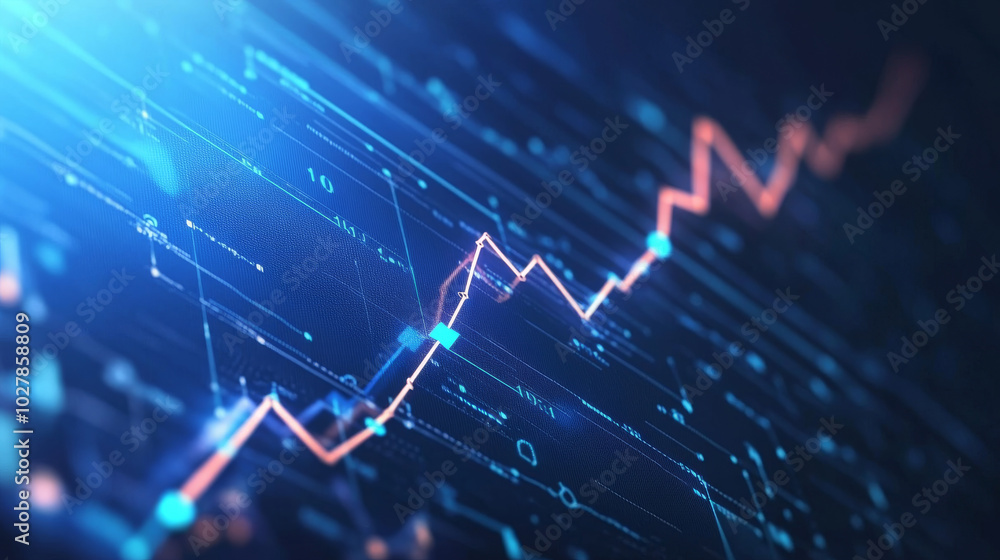 Poster a blue background shows a line graph with an arrow pointing upwards, symbolizing business growth. th
