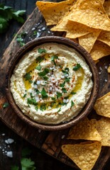 Smoky Cashew Cream Cheese Hummus with Tortilla Chips Delight