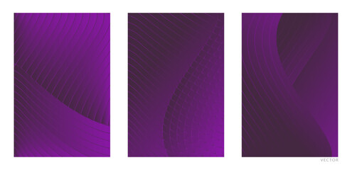 Set of Trendy Blank Poster Gradient Lines with purple colors