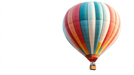 Fototapeta premium A vibrant hot air balloon soaring in a clear sky, showcasing colorful patterns and a sense of adventure and freedom.