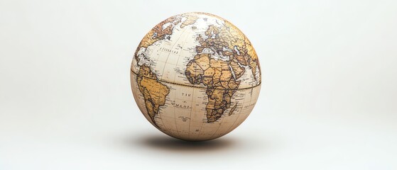 A vintage globe featuring detailed maps of continents, perfect for education or travel-related themes.