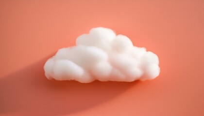 white cloud against pastel coral color background weather minimal concept