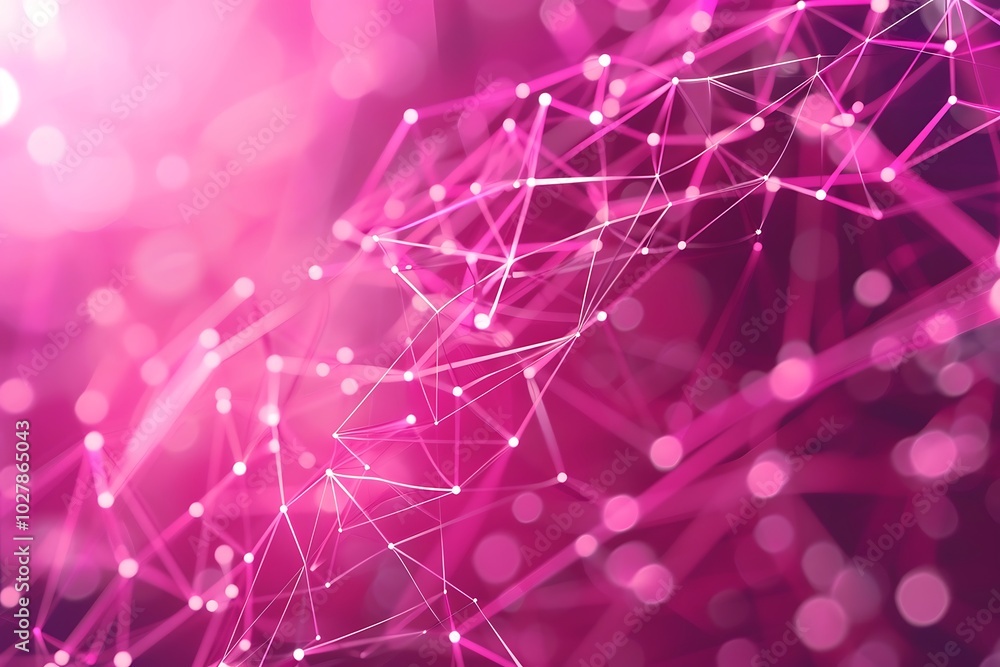 Poster abstract pink background with connecting dots and lines. connection structure. 3d rendering