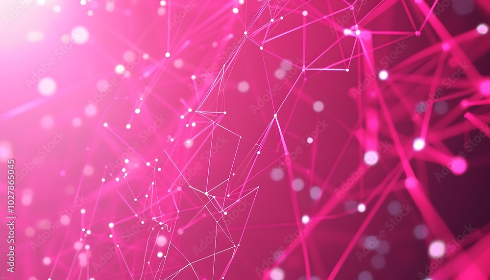 Poster abstract pink background with connecting dots and lines. connection structure. 3d rendering