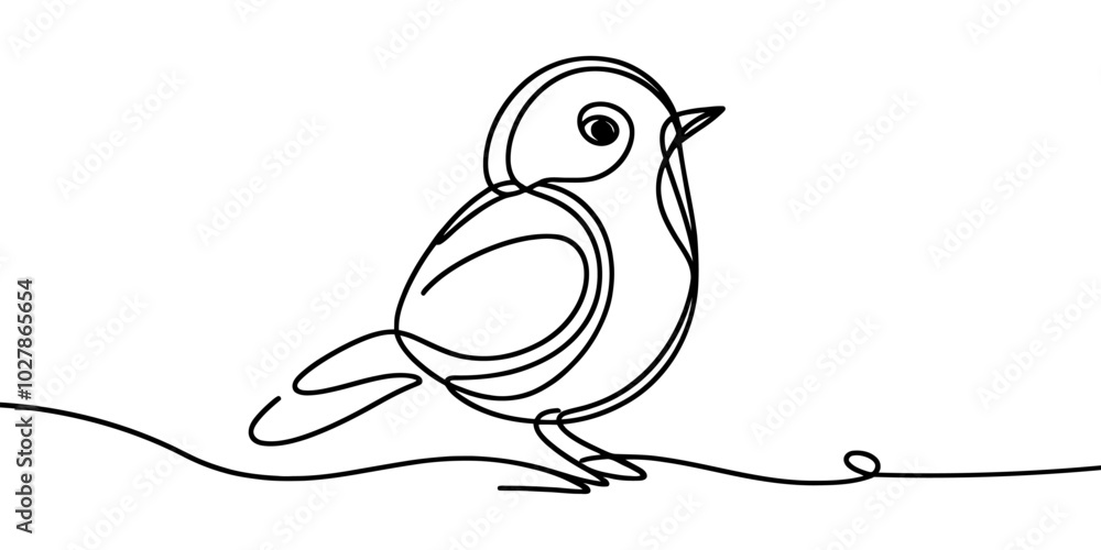 Poster continuous linear drawing of bird. one line drawing bird. bird in one line style. vector illustratio
