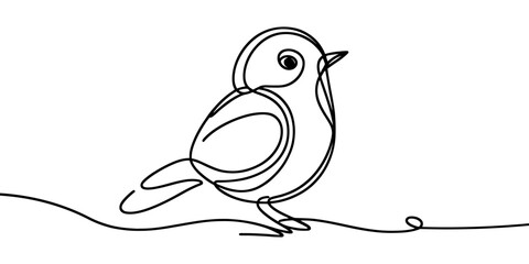 Continuous linear drawing of bird. One line drawing bird. Bird in one line style. Vector illustration.