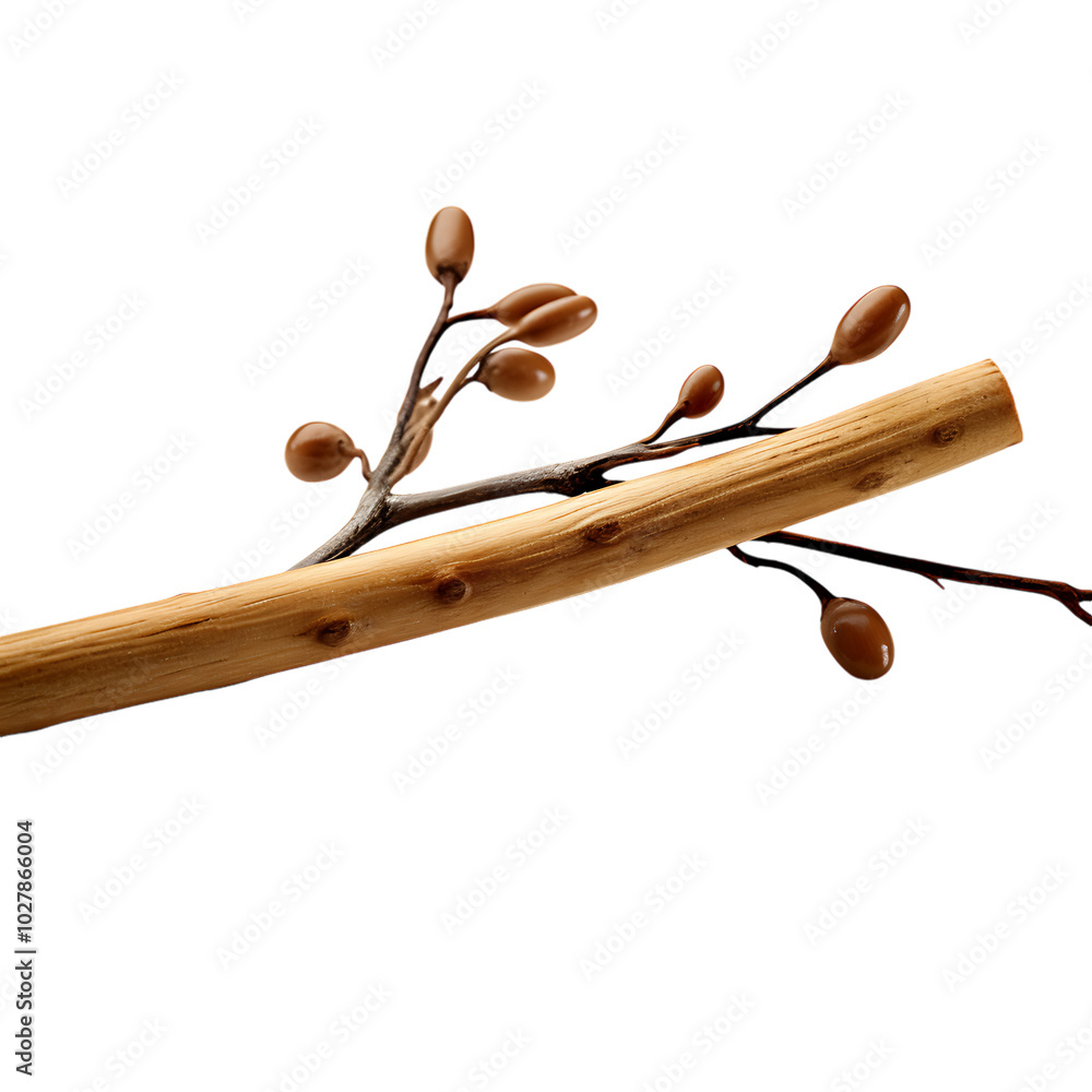 Poster png cutout of a bare branch with transparent backdrop: this image captures a delicate branch, stripp