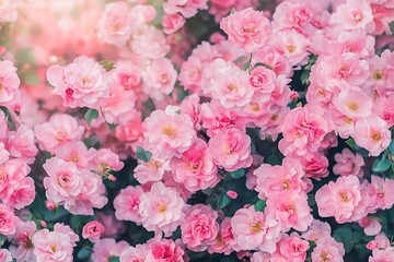 Pink blooming roses