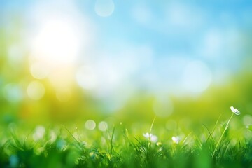 Obraz premium Green grass with bokeh background