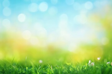 Obraz premium Soft green landscape with sunlight