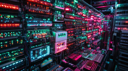 Obraz premium A central computer that manages resources and connects other computers on a network.