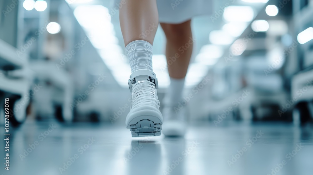 Aufkleber sleek and sophisticated robotic shoe in dynamic motion, symbolizing the intersection of technology a