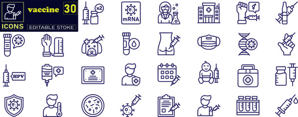 Vaccine icon set. Collection of syringe , vaccine icon in different style, vector illustration .