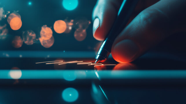 A digital icon showing a signature on a mobile phone screen. This represents signing contracts, medical insurance forms, and other legal documents electronically.