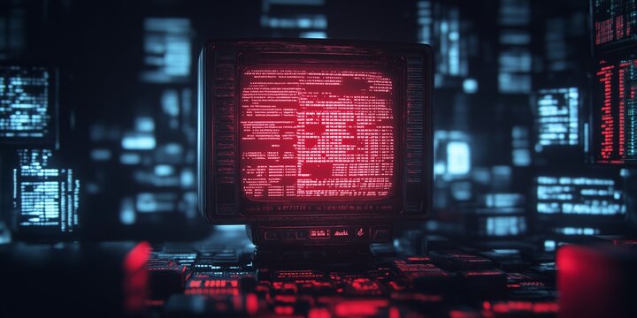 Data corruption glitch art with digital noise and pixel artifacts