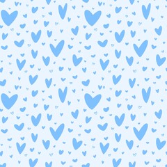 Seamless pattern for Valentin’s day with blue hearts