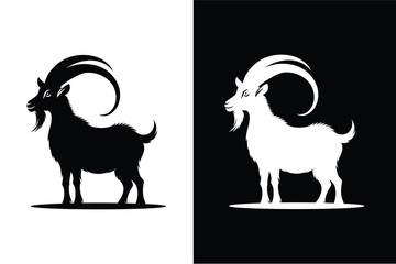 Goat vector silhouette. Farm animal silhouette goat outline icon vector illustration.