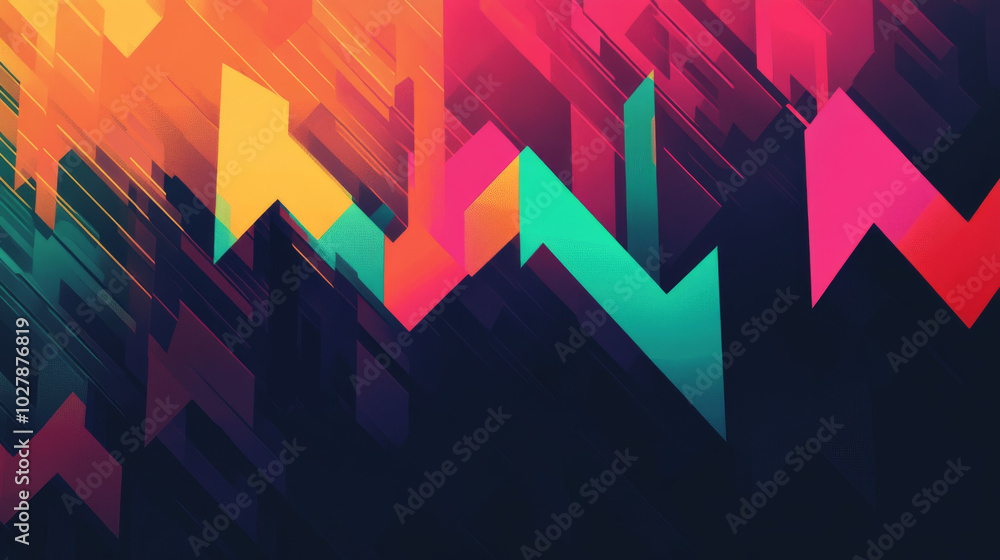 Poster a graphic showing an arrow going up and down, representing stock market changes. this image could be