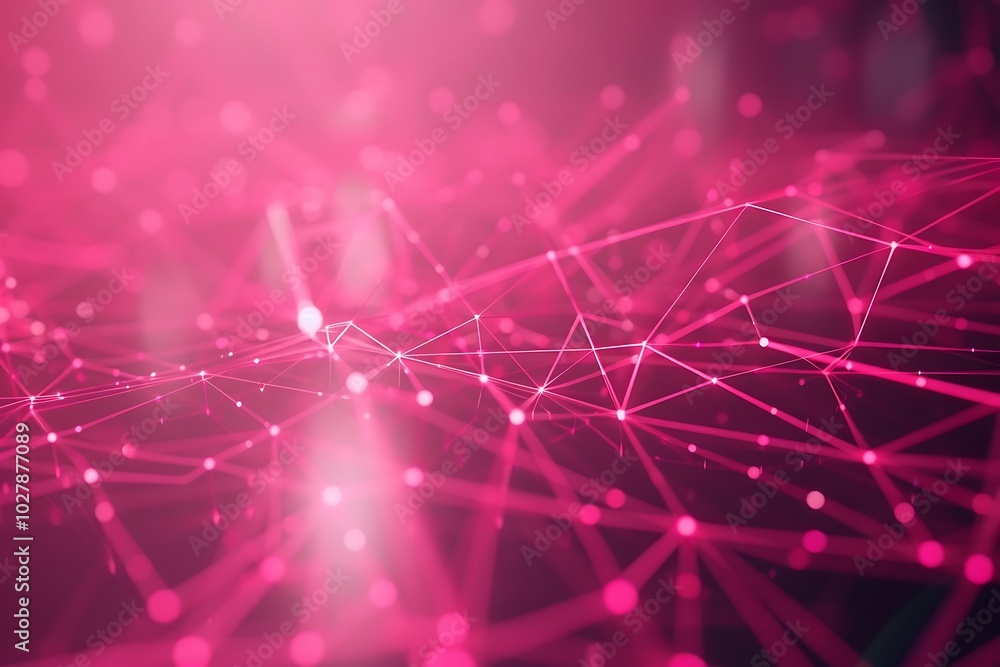Poster abstract pink background with connecting dots and lines. connection structure. 3d rendering