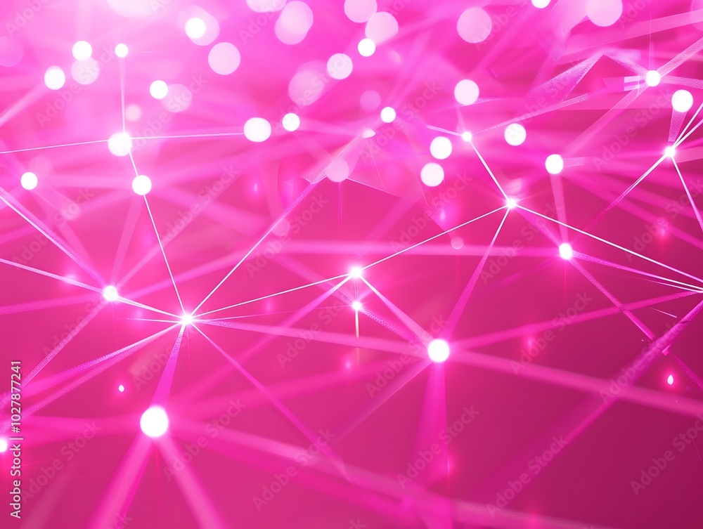 Poster abstract pink background with connecting dots and lines. connection structure. 3d rendering