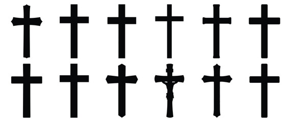 Christian silhouette set vector design big pack of cross illustration and icon